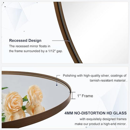 ANDY STAR Bronze Round Mirror 36 inch, Oil Rubbed Bronze Round Mirror in Metal Frame, Anti-Rust Large Bronze Vanity Mirror, HD Reflection, Wall-Mounted