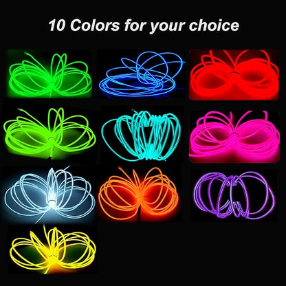MaxLax EL Wire Pink, 16.4ft/5m Portable Battery Pack Neon Light Strip 360° Cuttable Glowing Rope Lights for Parties, Halloween, DIY Decoration