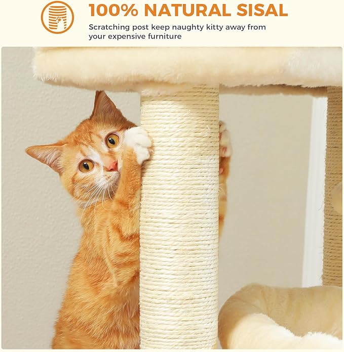 PEQULTI Cat Tree Cat Tower for Large Cats with Sisal-Covered Scratching Posts and Extra-Large Cat Perch Suitable for Indoor Cats-Mewly Pet