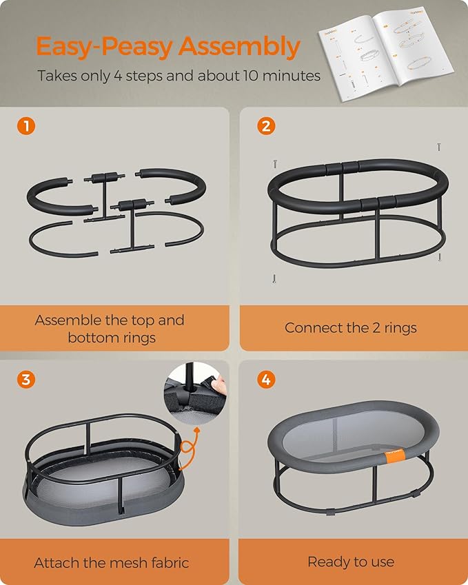 Feandrea Pet Bed, Cat Hammock, Elevated Cat Bed for Multiple Cats, with Removable Washable Mesh, for Pets up to 28 lb, Oval, Gray UPCB002G01-Mewly Pet