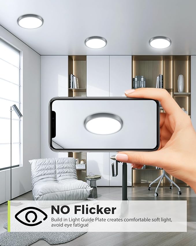 hepside 1Pack Dimmable Flush Mount Ceiling Light Fixture Black, 3CCT Selectable 3000/4000/6500K Ceiling Lamp, 7.5INCH 15W 1500LM Low Profile Light for Bedroom, Kitchen, Bathroom, Hallway