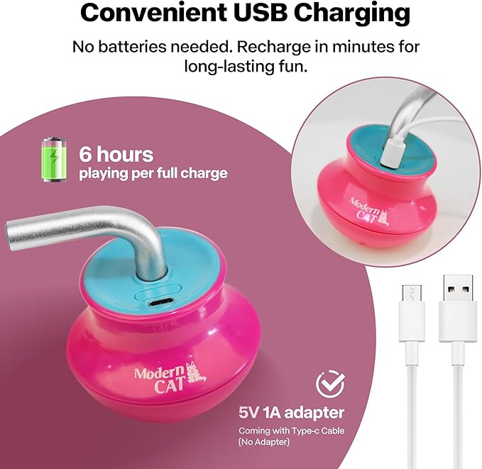 Cat Laser Pointer Toy for Bored Indoor Cats, Automatic Interactive Cat Toy, 360° Laser Rotation, USB Rechargeable, Wooble Base-Mewly Pet