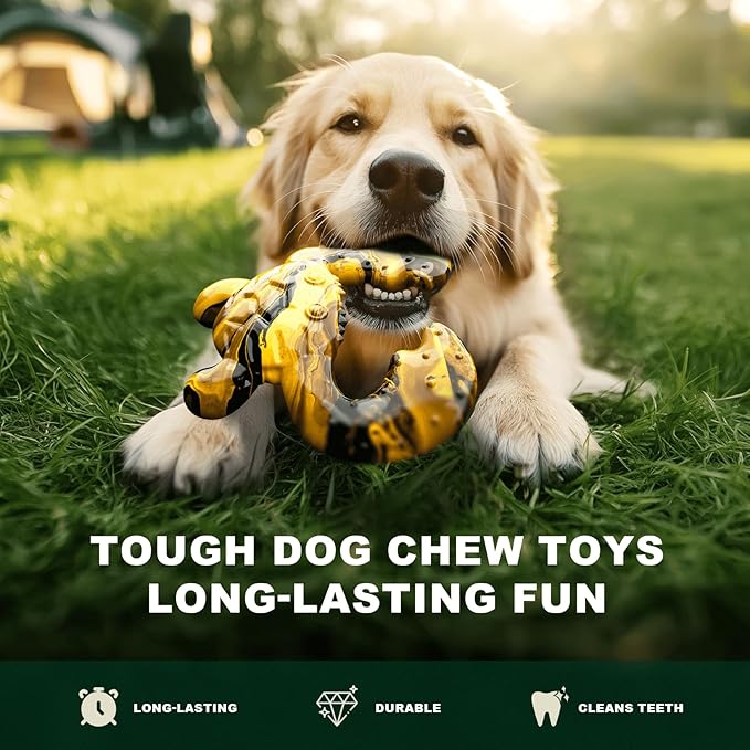 Durable Dog Chew Toy for Aggressive Chewers - Tough Nylon Bone for Medium Breeds, Interactive Teething Toy with Real Bacon Flavor, Keeps Dogs Busy, Christmas Birthday Gifts for Dogs-Mewly Pet