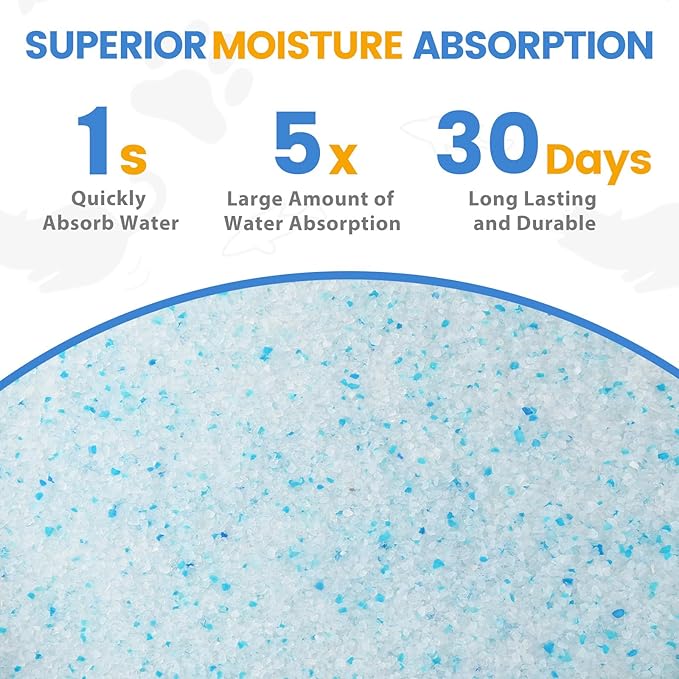 NEWORD Crystals Cat Litter Lightly Scented Litter Superior Odor Control 14 lbs Total (2 Pack of 7lb Bags) Soft-On-Paws Low Tracking Dust-Free Blue Silica Gel-Mewly Pet