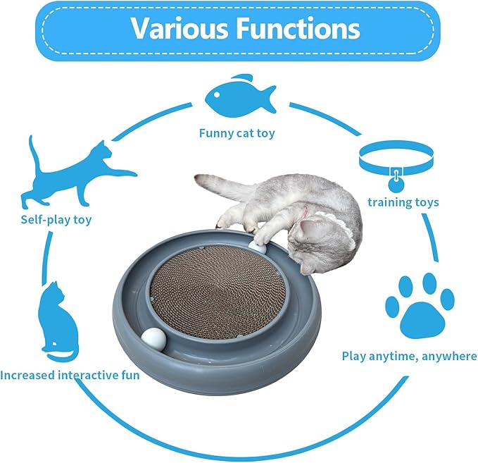 Cat Ball Toy Cat Track Balls Replacement Track Balls for Turbo Round Scratcher Toy (4 pcs), White-Mewly Pet