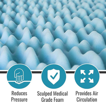 DMI Twin XL Mattress Topper Egg Crate Foam for Pressure Relief, Weight Distribution & Enhanced Airflow | Dorm Bed Mattress Topper 2 Inch - Improved Comfort & Alignment- Blue
