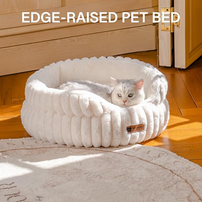 MEWOOFUN Dog Bed for Medium Dogs, Washable Large Cat Beds for Indoor Cats, Donut Pet Bed for Dogs and Cats with Anti-Slip Bottom (Beige, 27"x27"x10")-Mewly Pet