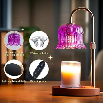 Candle Warmer Lamp Electric Timer - Candle Lights Home Decor Candles Warming Height Adjustable Dimmable Warmers Purple
