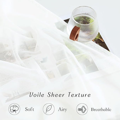 NICETOWN Beige Sheer Long Curtains 102 inches, Grommet Elegant and Airy Window Treatments Translucent Lightweight Drapes for Living Room/Bedroom, 2 Panels, W54 x L102