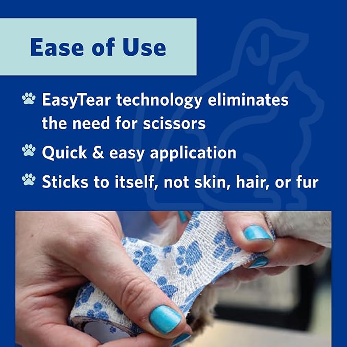 PetFlex No Chew – Flexible Self-Adhering Elastic Bandage for Wound Care – First Aid Wrap for Small Animals Like Dogs, Cats, and Other Pets - 2 inch, 6 Rolls-Mewly Pet