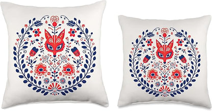 Traditional Scandinavian Folk Pattern Throw Pillow
