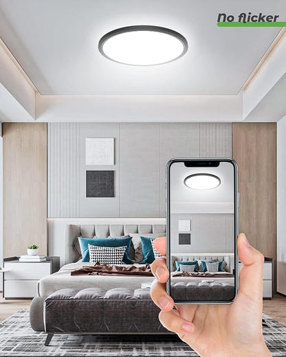 zemty 4Pack 16.5 Inch LED Ceiling Light Flush Mount, 36W 4200lm Super Slim Flush Mount Ceiling Light Fixtures, 3000K/4500K/6000K Selectable Ceiling Lamp for Bedroom Kitchen Living Room (Black)