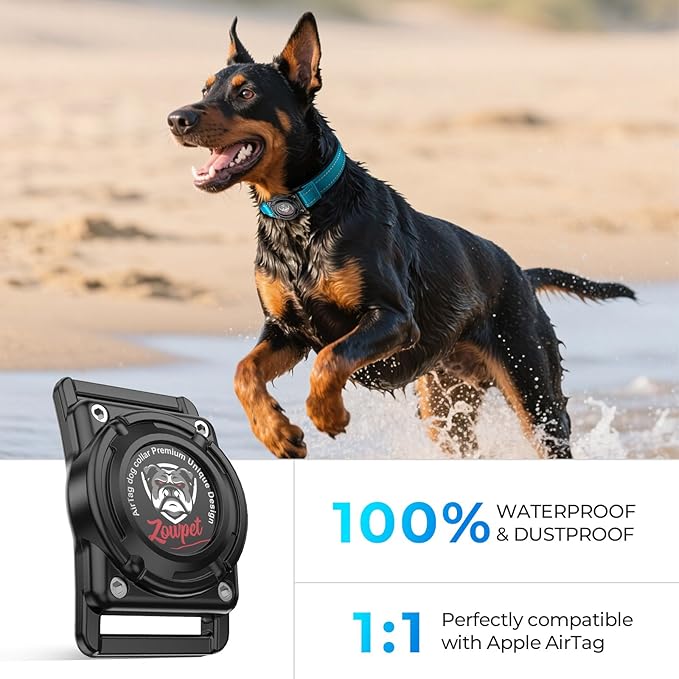 2025 Upgrade Airtag Dog Collar, Reflective Dog Collar with Airtag Holder, IP68 Waterproof| Metal Buckle| Ultra-Durable| Comfortable Padded, GPS Dog Collars for Medium Large Dogs (Blue,XL)-Mewly Pet