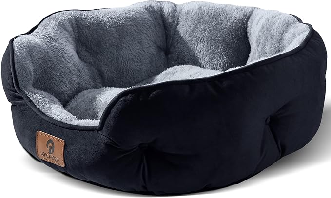 Asvin Small Dog Bed for Small Dogs, Cat Beds for Indoor Cats, Pet Bed for Puppy and Kitty, Extra Soft & Machine Washable with Anti-Slip & Water-Resistant Oxford Bottom, Black, 20 inches-Mewly Pet