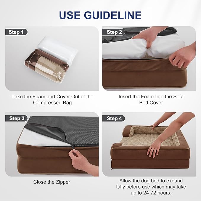 FURTIME Orthopedic Bed for Large Dogs, XL Washable Dog Beds Large Sized Dog, Comfy Supportive Foam Pet Couch Bed with Removable Washable Cover, Waterproof Extra Large Sofa Bed Foam and Nonskid Bottom-Mewly Pet