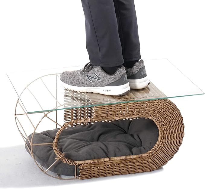 Fun Stackable Wicker Cat Hideaway House - Interactive Play Rattan Cat House for Indoor Cats Kitty, Pet Friendly Top/Side House Entry, Cat Bed Enclosed-Mewly Pet