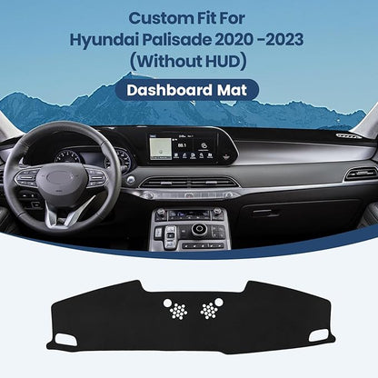 Dashboard Cover Mat Custom Fit for Hyundai Palisade 2020 2021 2022 2023 2024 2025 (Without HUD) Dash Cover Nonslip Dash Mat Protector Sunshade No Glare Black