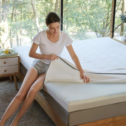 Novilla Mattress Topper Queen, 3 Inch Dual Layer Memory Foam Mattress Topper Enhance Cooling, Supportive & Pressure Relieving, with Breathable Cover,Queen Size, Yozora