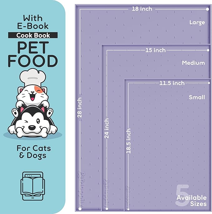 Dog Food Mat - 28x18 Raised Edges Dogs Mat for Food and Water Prevent Spill, Waterproof Cat Food Mats Protect Floors, Easy Clean Dog Bowl Mats for Food and Water, Silicone Pet Feeding Placemats-Mewly Pet