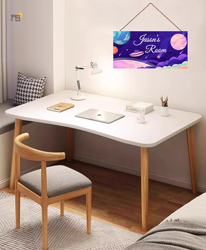 Personalized Signs Stars Wall Hanging Sign for Little Man Cave, Motivational Hanging Plaque Sign Outer Space Room Wall Art Decor, Planet Nursery Decor for Boys Room Kids Playroom Classroom Décor