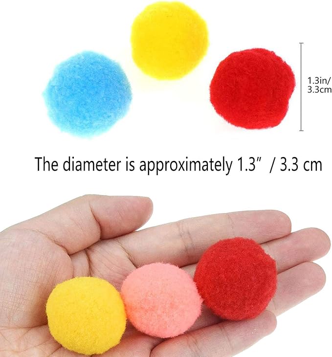 30Pcs 1.3 Inch Cat Toy Balls Soft Kitten Pompom Toys Indoor Cats Interactive Playing Quiet Ball Cats Favorite Toy, Cat Pom Pom Balls for Craft DIY Creative Crafts Decorations (Assorted Color)-Mewly Pet