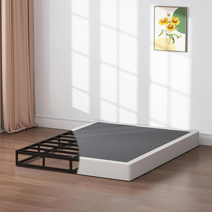 King Box Spring, 7 Inch King Size Box Spring and Cover Set, 3000lbs Heavy Duty Metal Mattress Foundation with Easy Clean Cover, No Noise, Easy Assembly