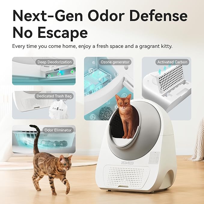 CATLINK 2025 New Ultra Self Cleaning Litter Box with AI Camera, 5G WiFi Automatic Cat Litter Box Self Cleaning for Multi-cat, APP Health Monitor, Pinch-Free Robot Cat Litterbox with Cleaning Brush-Mewly Pet