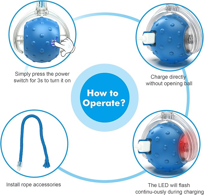 Cat Toys Ball for Indoor Cats - Interactive Automatic Cat Ball Toy | Fast Rolling & Motion Activated Chirping | Hide and Seek Mouse Catching Game | Stimulates Hunting Instinct (Blue)-Mewly Pet