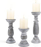 Rustic Wooden Pillar Candle Holders Set of 3, 12'' 9'' 6'' Farmhouse Wood Candle Stand for Table Centerpieces, Vintage Tall Candleholders Fireplace Mantel Decor for Living Room, Grey