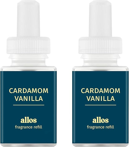 Pura and Allos - Fragrance Refill for Smart Home Air Diffusers - Aromatherapy Scents for Home - up to 120-Hours of Premium Fragrance per Vial - 2 Pack - Cardamon Vanilla (Sleep)