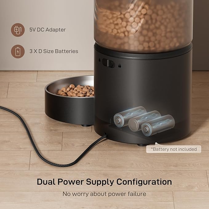 Automatic Cat Feeder: 3L Auto Food Dispenser with Timed Feeding| 6 Meal Programmable& 1-20 Portion Precise Control- Easy to Clean for Cat Indoor| Desiccant Keep Food Fresh with Staiess Bowl-Mewly Pet