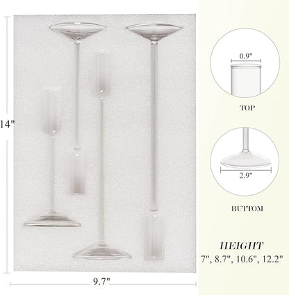 Candle Holder, Glass Taper Candle Tall Candlestick Holder, 4 Different Heights, for Table Centerpiece, Wedding, Party, Clear, 4pcs