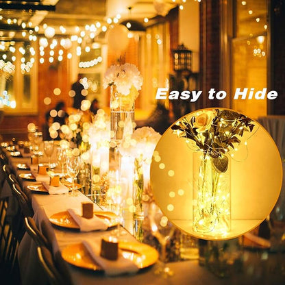 MUMUXI 20 Pack 7.2ft Fairy Lights Battery Operated String Lights, Mini LED Battery Powered Twinkle LEDs, Waterproof Copper Wire Firefly Lights for Mason Jars, Warm White
