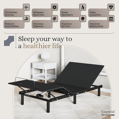 Sven and Son Essential Adjustable Bed Base (Frame Only), Easy Assembly, Head and Foot Lift, Memory Positions, Zero Gravity, Wireless Remote - Twin XL