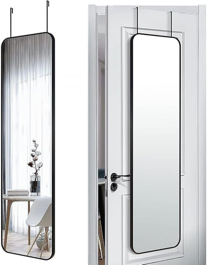 47x14 Mirror Rectangle Full Body Length Door Hanging Wall Mounted Metal Frame Dressing Make-up Mirrors for Entryway Bedroom Bathroom Living Room 47 14 inch Black