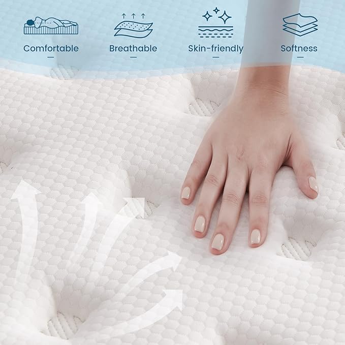 Full Size Mattress, 14 Inch Hybrid Memory Foam Mattress in a Box with Pocket Springs for Motion Isolation Pressure Relief, 100 Nights Trial, CertiPUR-US