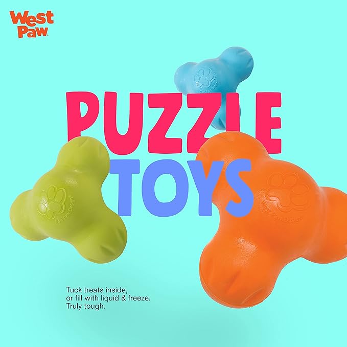 WEST PAW Zogoflex Tux Treat Dispensing Dog Chew Toy – Interactive Chewing Toy for Dogs – Dog Games for Aggressive Chewers, Fetch, Catch – Holds Kibble, Treats, Small 4", Granny Smith-Mewly Pet