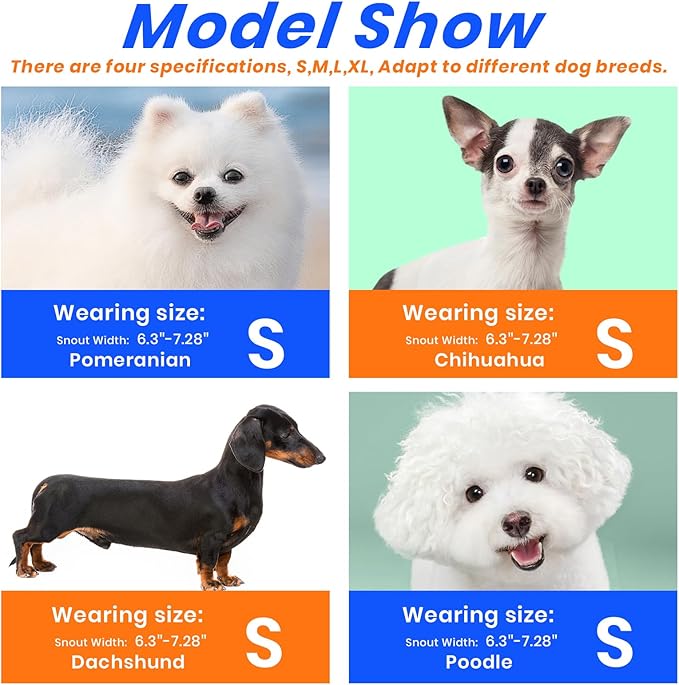 Dog Muzzle, Basket Muzzle for Small Medium Large Dogs, Anti-Biting and Chewing, Lightweight & Sturdy Cage Design, Allows Panting & Drinking, Ideal for Grooming & Training（Blue Size S）-Mewly Pet