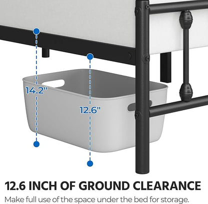 Yaheetech Classic Metal Platform Bed Frame Mattress Foundation with Victorian Style Iron-Art Headboard/Footboard/Under Bed Storage/No Box Spring Needed/Twin Size Black