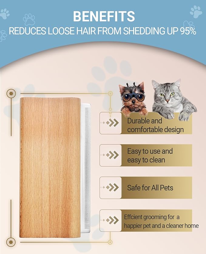 Dog Brush for Shedding | Pet Hair Removal Tool, Cat Grooming Supplies, Deshedding Dog Brush | Combs for cleaning and grooming short and long hair (L (5.3 Inch))-Mewly Pet