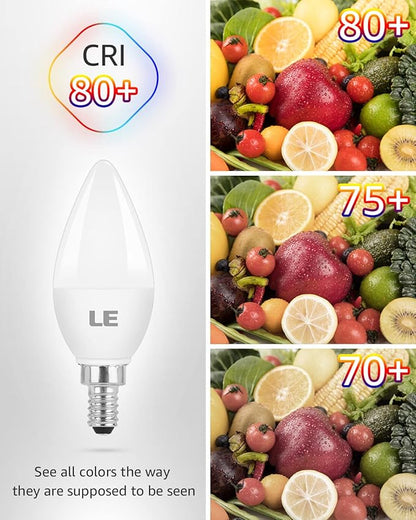 Lepro E12 LED Candelabra Light Bulbs, 5.5 watt, 40 watt Equivalent C37 B11 Ceiling Fan Bulb Chandelier Bulbs, 2700 Kelvin Warm White Type B Small Base Candle Lights, Frosted Plastic Shell, 6-Pack