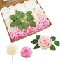 Artificial Flowers Realistic Roses, 25pcs Pink & White Real Looking Fake Roses with Stem for DIY Wedding Bouquets Centerpieces Bridal Shower Party Home Romantic Decorations (25pcs, Shades of Pink)