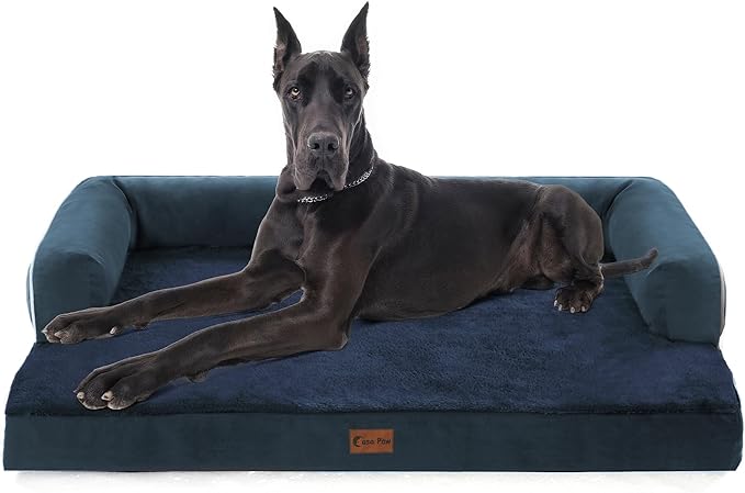XXL Dog Bed with Bolsters, Orthopedic Dog Beds for Extra Large Dogs, Waterproof Memory Foam Dogs Beds XLarge with Removable Washable Cover, Nonskid Bottom (XX-Large,Navy Blue)-Mewly Pet