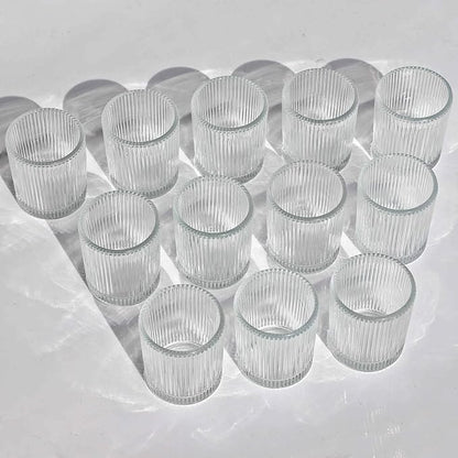 VOHO 24pcs Clear Candle Holder Wedding Centerpieces for Tables, Votive Candle Holders for Votive & Tea Lights Candles, Clear Glass Tealight Candle Holder for Halloween