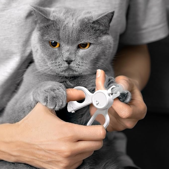 Professional Dog and Cat Nail Clippers with Lights to Illuminate Nails or Blood Lines for Safe Trimming，Sharp Stainless Steel Pet Nail Trimmers with Safety Guard to Avoid Overcutting for Small Animals-Mewly Pet