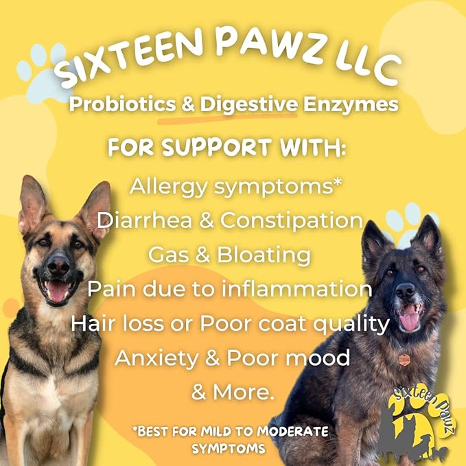 Dog & Cat Probiotics, Prebiotics, & Digestive Enzymes – Flavorless Powder for Gut Health, Allergies, Itchy Skin, Gas & Diarrhea – Organic, Vet-Approved – 65g Bottle (Up to 65 Servings)-Mewly Pet