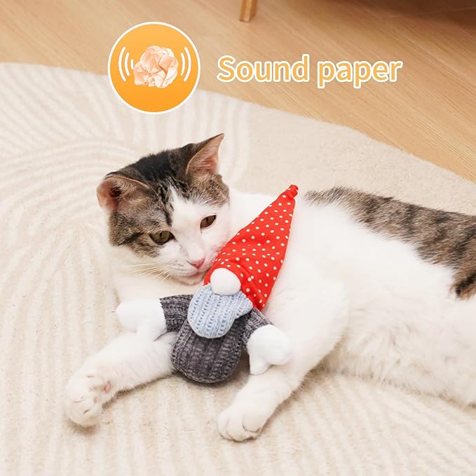 Catnip Toys for Indoor Cats, Paper Sounds 3PCS Plush Rope Cat Chew Toys, Bite Resistant Teething Interactive Catnip Filled Kitten Toy Soft Pet Toy-Mewly Pet