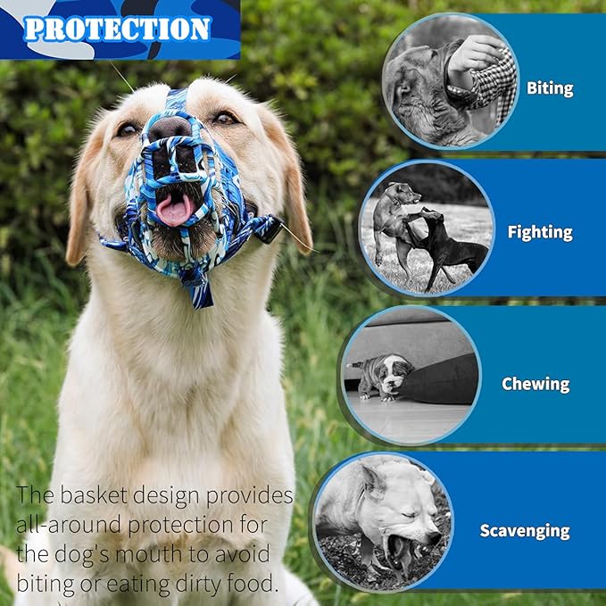 BARKLESS Dog Muzzle, Silicone Basket Muzzle for Small Medium Large Dogs, Soft Cage Mouth Cover Prevent Biting Chewing, Allow Drinking Panting, Suitable for German Shepherd-Mewly Pet