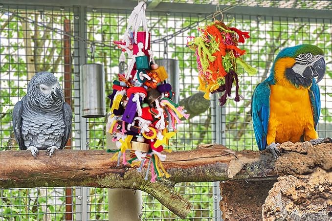 BWOGUE Large Parrot Chew Toy Bird Chewing Toy Multicolored Wooden Blocks Tearing Toys for African Grey Macaws Cockatoos Eclectus Amazon Parrot Birds-Mewly Pet