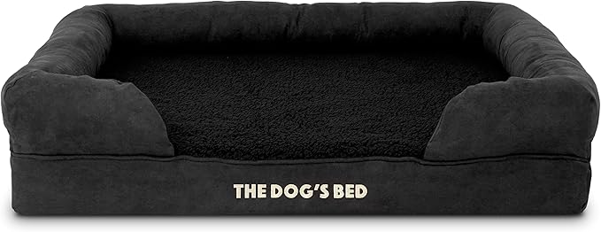 The Dog’s Bed, Large Black Faux PL 36x27, Memory Foam, Pain Relief: Arthritis, Hip & Elbow Dysplasia, Post Surgery, Lameness, Supportive, Calming, Waterproof Washable Cover, Veterinary Approved-Mewly Pet